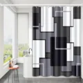 Modern geometric abstract shower curtain in grey and black colors for bathroom decor - Single Shower Curtain 90x180cm / Modern Black Gray White Abstract (YL-004)