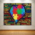 Autism awareness heart puzzle photography backdrop for public event decoration - Heart Puzzle Style (SBJ-003) / 95x75cm / Colorful