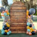Arched brown wood grain backdrop cloth for birthday party and baby shower photo props - Brown Wood Grain - Standard Style (SGX-004) / 50X120CM