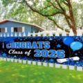 Blau-schwarzes Class of 2026 Abschlussbanner für Garten und Partydekorationen - Abschlussfeier-Stil (SHF-005) / 30x120cm