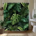 Nordischer Duschvorhang mit tropischem Monstera-Blattmuster für moderne Badezimmerdekoration - Einzelner Duschvorhang (90x180cm) / Tropisches Pflanzenmuster (YL-004)