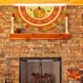 Pleated Thanksgiving fan flag featuring autumn harvest pumpkin and sunflower motifs - Flat Style - Autumn Pumpkin Sunflower Pattern (SXQ-009) / 37.5x75cm