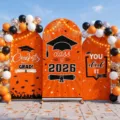 Abschluss Hintergrund Bogen Abdeckung Set orange schwarz Party Dekoration Requisiten - Orange Schwarz Weiß Stil (SGX-006)