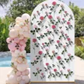 Toile de fond arche pour fête de bébé avec roses roses et guirlande de ballons décor - Fond en Arche (SGX-003) / 50x120CM (Polyester Standard)