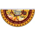 Autumn harvest theme Thanksgiving semi-circular flag featuring sunflower and pumpkin designs - Flat Style - Sunflower Pumpkin Happy Fall (SXQ-010) / 37.5x75cm