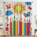 Vibrant rainbow pencil theme blackout curtains for kids nursery bedroom decor - Rainbow Sky Style (CL-005)