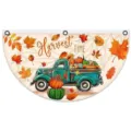 Semi-circular Thanksgiving garden flag with autumn harvest truck and pumpkins decoration - Flat Style - Autumn Harvest Truck Pattern (SXQ-011) / 37.5x75cm