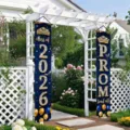 Navy blue and gold graduation party porch banners set Class of 2026 Prom Send off sign - Navy Gold Party Style (SDL-014) / 30x150cm / Navy Blue