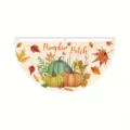 Thanksgiving fan-shaped flag with pumpkin patch design for autumn garden decor - Flat Style - Pumpkin and Maple Leaf Pattern (SXQ-017) / 37.5x75cm