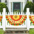 Thanksgiving sunflower fan flag for autumn harvest outdoor yard and fence decoration - Flat Style - Sunflower and Lattice Pattern (SXQ-018) / 37.5x75cm
