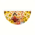 Festive Thanksgiving fan-shaped banner with turkey and pumpkin for harvest decor - Turkey Sunflower Plaid Style (SXQ-019) / 37.5x75cm