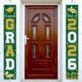 Green and gold Class of 2026 graduation porch banner set for front door decoration - Deep Green & Gold Graduation Style (SDL-018) / 30x150cm