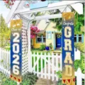 Navy and gold 2026 graduation porch banners for outdoor front door decoration - Blue & Gold Graduation Style (SDL-020) / 30x150cm