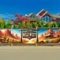 Amerikanischer Retro Western Cowboy Thema Banner für Outdoor Party Hof Dekoration - 30x120cm (Mit Seil)