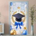 Festive graduation door banner with mortarboard and balloons for porch decoration - 90x180cm / Style 3 (ML-003)