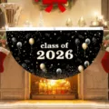 Bandiera a ventaglio pieghettata di laurea nera e oro classe 2026 per decorazione. - 37.5x75cm (Piatto) / SXQ-005
