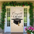 Graduation party banner porch decoration with congrats grad text and mortarboard - 90x180cm / Style 4 (ML-004)