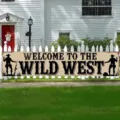 Western Cowboy Thema Banner Outdoor Hof Party Dekoration Willkommen Schild Kulisse! - Stil SHF-003 / 30x120cm (Mit Seil)