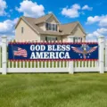 Large God Bless America banner for US 250th anniversary outdoor garden fence decoration - God Bless America Design (SHF-002) / 30x120cm Unit