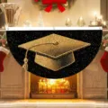 Bandiera a ventaglio di laurea nero oro glitter cappello banner decorazione cortile - 37.5x75cm (Piatto) / SXQ-003