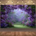 Traumhafter lila Blumengarten Fotohintergrund für Hochzeiten und Party Dekorationen im Studio - Lila Garten (SBJ-001) / 95x75cm