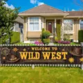 Amerikanischer Retro Western Cowboy Banner für Outdoor Hof Party Dekoration Hängeschild - Stil SHF-004 / 30x120cm (Mit Seil)