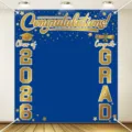 Graduation photography backdrop 2026 class of grad banner blue gold party photo background - SBJ-004 / 95x75cm