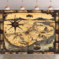 Vintage nautical pirate treasure map theme backdrop for children's birthday party decor - Vintage Nautical Chart (SBJ-002) / 95x75cm