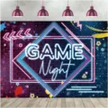 Φόντο φωτογραφίας Game Night τοίχος από τούβλα νέον πανό πάρτι φωτογραφικού θαλάμου αξεσουάρ. - Βραδιά Παιχνιδιού Νέον (SBJ-002) / 95x75cm