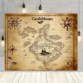 Vintage pirate treasure map backdrop for Caribbean themed parties and photo sessions - Caribbean (SBJ-001) / 95x75cm