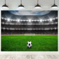 Großer Fußballstadion Hintergrund für Sportpartys Wanddekoration Wandteppich Deko - Fußballfeld (SBJ-003) / 95x75cm