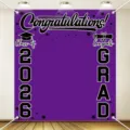 2026 Graduation Backdrop Purple Congratulations Grad Party Photography Banner Photo Booth Props - SBJ-003 / 95x75cm