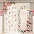 Housses d'arche de mariage à fleurs aquarelles avec texte romantique pour décor d'événement. - Style Polyester Standard / 180x80cm
