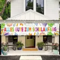 Schulanfang Banner mit Alles Gute zum Schulanfang Text für Garten und Veranda Dekoration - Deutscher Schulanfang Grußstil (SHF-006) / 30x120cm