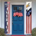 Patriotic 'God Bless America' porch banners with bald eagle and US flag design - God Bless America Eagle Style (SDL-001) / 30x150cm