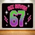 Νέον SIX SEVEN 67 φόντο φωτογραφίας στυλ pixel για πάρτι 7ων γενεθλίων παιδιών - Στυλ Neon Pixel Αριθμός 67 (SBJ-008)