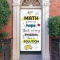 Bannière de porte de classe sur le thème des maths avec citations inspirantes déco - Style Inspirant Éducation Mathématique (ML-011) / 90x180cm