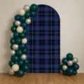 Blauwe geruite boogachtergrond hoes voor babyshower en verjaardagsfeest decoraties - 50x120CM(普通涤纶) / SGX-004