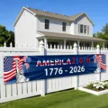 America 250th anniversary decorative banner 1776-2026 for yard fence and garden decor - 30x120cm (With Rope) / Shf-006