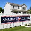 Patriotic America 1776-2026 anniversary decorative banner for outdoor yard fence decor - Commemorative Style (SHF-001) / 30x120cm (With Rope)