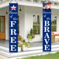 Patriotic American porch banners Home of the Free Because of the Brave for door decoration - Because Of Brave Style (SDL-007)