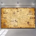 Fond de carte au trésor pirate vintage pour la décoration murale d'anniversaire d'enfants - Style SBJ-013 (SBJ-013) / 95x75cm