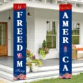 Patriotic God Bless America and Freedom porch banners set for the 250th celebration - Hat And Firework Style (SDL-009)