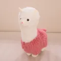 Niedliche weiche Alpaka-Plüschpuppe mit flauschigem weißem und rosa Fell für Kinder - Rosa / 80 cm