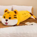Soft yellow tiger plush long pillow with Happy Every Day and I Love You embroidery - 1.4m / Yellow