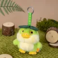 Simpatico anatroccolo di peluche verde con cappello a foglia e zampe ciondolanti portachiavi - 15cm / Drago a Becco d'Anatra