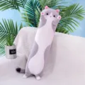 Niedliches langes Katzen Plueschtier Kissen, weiches Kuscheltier Puppe fuer Kinder Geschenk. - 50 cm / Grau