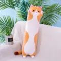 Niedliches Katzen Plüschtier langes Kissen, weiche Kuscheltier Puppe für Kinder Schlafzimmer Deko - 70 cm / Gelb