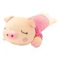 Adorable soft pink pig plush toy pillow wearing a cute red striped shirt for gifts - Rose Red Striped Lying Pig (60cm) / 60CM / Rose Red
