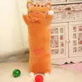 Weiches oranges langes Katzen-Plüschkissen mit Like to eat Stickerei Schlafgefährte - Katze / 55 cm / Orange